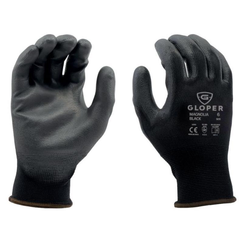 Rękawice GLOPER MAGNOLIA ECO BLACK  poliuretanowe	