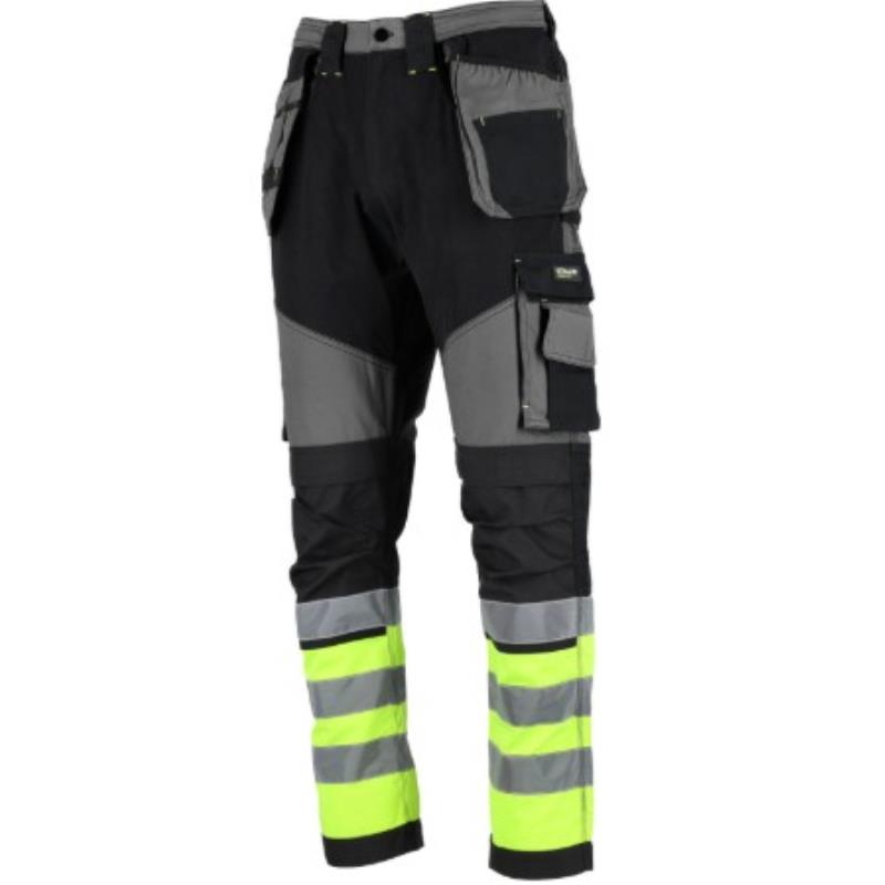Spodnie robocze DURA TWILL z elementami odblaskowymi /szaro-czarne/	