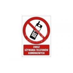 Zakaz używania telefonów komórkowych. Płyta fluorestencyjna 29,7x22,5 cm