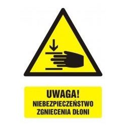 Uwaga! Niebezpieczeństwo zgniecenia dłoni. Folia samoprzylepna 10,5x14,8 cm